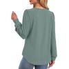 imageXIEERDUO Blouses for Women Dressy Casual Crew Neck Eyelet Tops Long Sleeve Shirts Puff Sleeve Tunics with Curved HemDgreyblue
