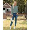 imageXIEERDUO Blouses for Women Dressy Casual Crew Neck Eyelet Tops Long Sleeve Shirts Puff Sleeve Tunics with Curved HemDgreyblue