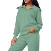 imageXIEERDUO Lounge Sets For Women 2024 Half Zip Sweatshirt And Wide Leg Sweatpant 2 Piece Outfits Sweatsuit Tracksuit23light Green