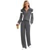 imageXIEERDUO Lounge Sets For Women 2024 Half Zip Sweatshirt And Wide Leg Sweatpant 2 Piece Outfits Sweatsuit TracksuitColor Block Dimgray
