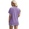 imageXIEERDUO Womens Summer Tops 2025 Pleated Round Neck Short Sleeve Shirts Business CasualPurple