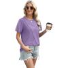 imageXIEERDUO Womens Summer Tops 2025 Pleated Round Neck Short Sleeve Shirts Business CasualPurple