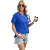 imageXIEERDUO Womens Summer Tops 2025 Pleated Round Neck Short Sleeve Shirts Business CasualRoyal Blue