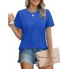 imageXIEERDUO Womens Summer Tops 2025 Pleated Round Neck Short Sleeve Shirts Business CasualRoyal Blue