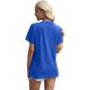 imageXIEERDUO Womens Summer Tops 2025 Pleated Round Neck Short Sleeve Shirts Business CasualRoyal Blue