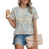 imageXIEERDUO Womens Summer Tops 2025 Pleated Round Neck Short Sleeve Shirts Business CasualZ Blue Dot