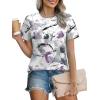 imageXIEERDUO Womens Summer Tops 2025 Pleated Round Neck Short Sleeve Shirts Business CasualZ Multi Purple