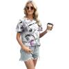 imageXIEERDUO Womens Summer Tops 2025 Pleated Round Neck Short Sleeve Shirts Business CasualZ Multi Purple