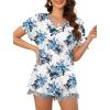 imageXIEERDUO Womens Summer Tops Short Sleeve Shirts Casual V Neck T Shirt Loose Fit ComfyHblue Rose