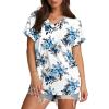 imageXIEERDUO Womens Summer Tops Short Sleeve Shirts Casual V Neck T Shirt Loose Fit ComfyHblue Rose