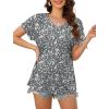 imageXIEERDUO Womens Summer Tops Short Sleeve Shirts Casual V Neck T Shirt Loose Fit ComfyHgray Print