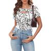 imageXIEERDUO Womens Summer Tops Short Sleeve Shirts for Women Sexy Tops Y2K Shirts One Piece Cutout TopsBlack Lines