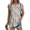 imageXIEERDUO Womens Tops Short Sleeve Shirts Blouses for Women Dressy Casual Cap Sleeve Tops with Curved HemXbeige Spots