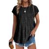 imageXIEERDUO Womens Tops Short Sleeve Shirts Blouses for Women Dressy Casual Cap Sleeve Tops with Curved HemXblack Stripes