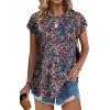 imageXIEERDUO Womens Tops Short Sleeve Shirts Blouses for Women Dressy Casual Cap Sleeve Tops with Curved HemXblue Orange Floral