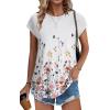 imageXIEERDUO Womens Tops Short Sleeve Shirts Blouses for Women Dressy Casual Cap Sleeve Tops with Curved HemXdandelion Floral