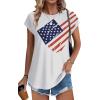 imageXIEERDUO Womens Tops Short Sleeve Shirts Blouses for Women Dressy Casual Cap Sleeve Tops with Curved HemXflag