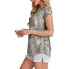 imageXIEERDUO Womens Tops Short Sleeve Shirts Blouses for Women Dressy Casual Cap Sleeve Tops with Curved HemXgrey Branch Print