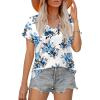 imageXIEERDUO Womens Summer Tops Short Sleeve Shirts Casual V Neck T Shirt Loose Fit ComfyHblue Rose