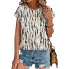 imageXIEERDUO Womens Tops Short Sleeve Shirts Blouses for Women Dressy Casual Cap Sleeve Tops with Curved HemXbeige Spots