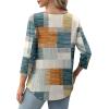 imageXIEERDUO 34 Length Sleeve Tops for Women 2025 Crewneck Casual Pleated Tunic Tops Loose Fit Shirts BlousesFbeige Brown Grid