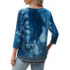 imageXIEERDUO 34 Length Sleeve Tops for Women 2025 Crewneck Casual Pleated Tunic Tops Loose Fit Shirts BlousesFdark Blue Floral