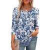 imageXIEERDUO 34 Length Sleeve Tops for Women 2025 Crewneck Casual Pleated Tunic Tops Loose Fit Shirts BlousesFwhite Blue Ethnic