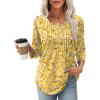 imageXIEERDUO 34 Length Sleeve Tops for Women 2025 Crewneck Casual Pleated Tunic Tops Loose Fit Shirts BlousesFyellow White Daisies