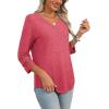 imageXIEERDUO 34 Length Sleeve Womens Tops Dressy Casual Blouses for Women 2025 Trendy V Neck T Shirts Summer ClothesCoral Pink