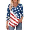 imageXIEERDUO 34 Length Sleeve Womens Tops Dressy Casual Blouses for Women 2025 Trendy V Neck T Shirts Summer ClothesFlag B