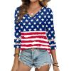 imageXIEERDUO 34 Length Sleeve Womens Tops Dressy Casual Blouses for Women 2025 Trendy V Neck T Shirts Summer ClothesFlag a