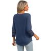 imageXIEERDUO 34 Length Sleeve Womens Tops Dressy Casual Blouses for Women 2025 Trendy V Neck T Shirts Summer ClothesNavy Blue
