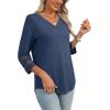 imageXIEERDUO 34 Length Sleeve Womens Tops Dressy Casual Blouses for Women 2025 Trendy V Neck T Shirts Summer ClothesNavy Blue