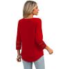 imageXIEERDUO 34 Length Sleeve Womens Tops Dressy Casual Blouses for Women 2025 Trendy V Neck T Shirts Summer ClothesRed