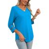 imageXIEERDUO 34 Length Sleeve Womens Tops Dressy Casual Blouses for Women 2025 Trendy V Neck T Shirts Summer ClothesSky Blue