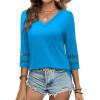 imageXIEERDUO 34 Length Sleeve Womens Tops Dressy Casual Blouses for Women 2025 Trendy V Neck T Shirts Summer ClothesSky Blue