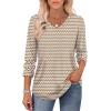 imageXIEERDUO 34 Length Sleeve Womens Tops Dressy Casual Blouses for Women 2025 Trendy V Neck T Shirts Summer ClothesZ Brown Geometry