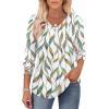 imageXIEERDUO 34 Length Sleeve Womens Tops Dressy Casual Blouses for Women 2025 Trendy V Neck T Shirts Summer ClothesZ Colorful Leaf