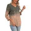 imageXIEERDUO 34 Length Sleeve Womens Tops Dressy Casual Blouses for Women 2025 Trendy V Neck T Shirts Summer ClothesZ Grey Coral