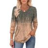 imageXIEERDUO 34 Length Sleeve Womens Tops Dressy Casual Blouses for Women 2025 Trendy V Neck T Shirts Summer ClothesZ Grey Coral