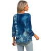 imageXIEERDUO 34 Length Sleeve Womens Tops Dressy Casual Blouses for Women 2025 Trendy V Neck T Shirts Summer ClothesZ Navy Printed