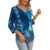 imageXIEERDUO 34 Length Sleeve Womens Tops Dressy Casual Blouses for Women 2025 Trendy V Neck T Shirts Summer ClothesZ Navy Printed