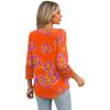 imageXIEERDUO 34 Length Sleeve Womens Tops Dressy Casual Blouses for Women 2025 Trendy V Neck T Shirts Summer ClothesZ Orange Printed