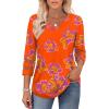 imageXIEERDUO 34 Length Sleeve Womens Tops Dressy Casual Blouses for Women 2025 Trendy V Neck T Shirts Summer ClothesZ Orange Printed