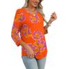 imageXIEERDUO 34 Length Sleeve Womens Tops Dressy Casual Blouses for Women 2025 Trendy V Neck T Shirts Summer ClothesZ Orange Printed