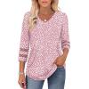 imageXIEERDUO 34 Length Sleeve Womens Tops Dressy Casual Blouses for Women 2025 Trendy V Neck T Shirts Summer ClothesZ Pink Dot
