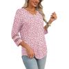 imageXIEERDUO 34 Length Sleeve Womens Tops Dressy Casual Blouses for Women 2025 Trendy V Neck T Shirts Summer ClothesZ Pink Dot