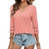 imageXIEERDUO 34 Length Sleeve Womens Tops Dressy Casual Blouses for Women 2025 Trendy V Neck T Shirts Summer ClothesZ Pink Stripe