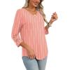 imageXIEERDUO 34 Length Sleeve Womens Tops Dressy Casual Blouses for Women 2025 Trendy V Neck T Shirts Summer ClothesZ Pink Stripe
