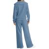 imageXIEERDUO Lounge Sets For Women 2024 Half Zip Sweatshirt And Wide Leg Sweatpant 2 Piece Outfits Sweatsuit TracksuitKangaroohaze Blue